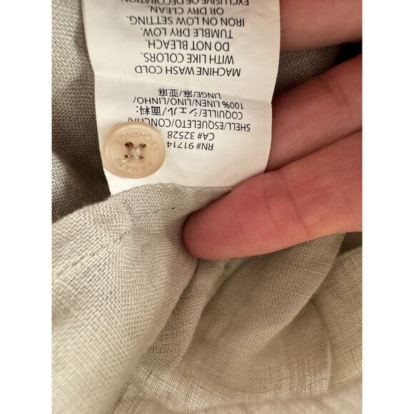 Armani Exchange 100% Linen Embroidered Dress Size 6 Boho Chic Summer A-Line - Picture 4 of 6